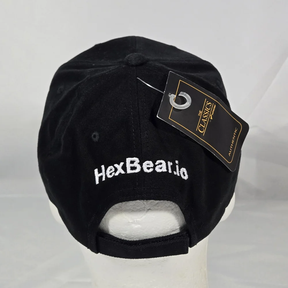 Black Baseball Cap with Gold & Silver Embroidered Crest - Adjustable